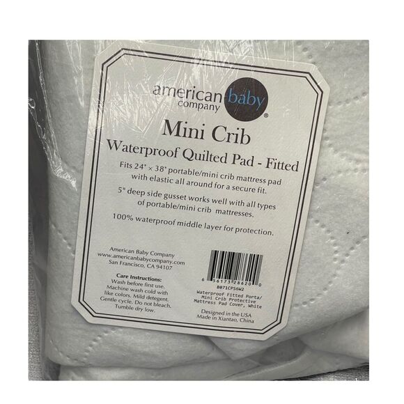 American Baby Company Protective Mattress Pad Cover White Mini Crib Waterproof - Picture 1 of 6